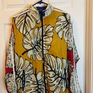 Adidas windbreaker jacket fresh plant windbreaker size XS monstera leaf